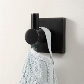 img 2 attached to 🛁 XINWEI 4-Piece Oil-Rubbed Bronze Bathroom Hardware Set, Square Wall Mounted Accessories Kit - Includes 24-inch Towel Bar, Towel Ring, Toilet Paper Holder, Robe Towel Hooks