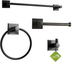 img 4 attached to 🛁 XINWEI 4-Piece Oil-Rubbed Bronze Bathroom Hardware Set, Square Wall Mounted Accessories Kit - Includes 24-inch Towel Bar, Towel Ring, Toilet Paper Holder, Robe Towel Hooks