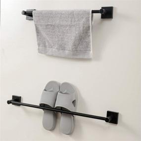 img 3 attached to 🛁 XINWEI 4-Piece Oil-Rubbed Bronze Bathroom Hardware Set, Square Wall Mounted Accessories Kit - Includes 24-inch Towel Bar, Towel Ring, Toilet Paper Holder, Robe Towel Hooks
