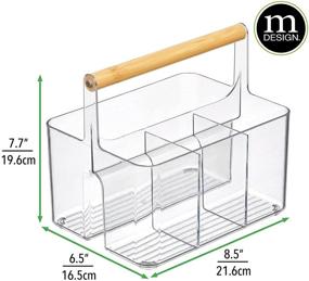 img 2 attached to Convenient and Stylish mDesign Portable Kitchen Caddy Tote Organizer with Divided Storage Bin and Wood Handle - Ideal for Neatly Storing Napkins, Silverware, and Utensils in Cabinets and Countertops - Clear/Natural Design