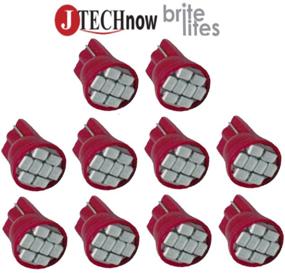 img 1 attached to Jtech 10x T10 8-SMD Красные светодиодные автомобильные лампы для интерьера, панели приборов, света номерного знака W5W, 147, 152, 158, 159, 161, 168, 184, 192, 193, 194 2825