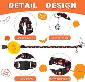 img 3 attached to 🐱 4 Pieces Halloween Cat Collar Set: Breakaway Collars with Bell, Removable Flowers, and Spooky Accessories, Perfect for Cat Halloween Party