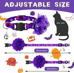 img 2 attached to 🐱 4 Pieces Halloween Cat Collar Set: Breakaway Collars with Bell, Removable Flowers, and Spooky Accessories, Perfect for Cat Halloween Party