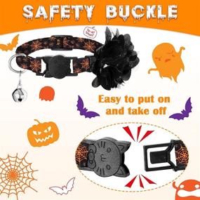 img 1 attached to 🐱 4 Pieces Halloween Cat Collar Set: Breakaway Collars with Bell, Removable Flowers, and Spooky Accessories, Perfect for Cat Halloween Party