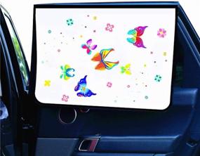 img 4 attached to 🦋 Car Window Sun Shade: Block Sunlight and Keep Your Car Cooler with Side Window Shades for Babies – Fits All Cars and SUVs – White Butterfly Design