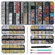 💎 artdone 12 boxes nail rhinestones kit with tweezers and pen - nail gems, diamonds, studs, crystals, sequins for professional nail art supplies logo