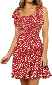 img 4 attached to 👗 Romanstii Women's Mini Dress: Flirty Polka Dot Pleated Flare with Backless Straps - Casual Beach Dresses