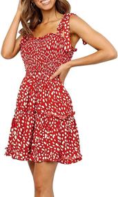 img 3 attached to 👗 Romanstii Women's Mini Dress: Flirty Polka Dot Pleated Flare with Backless Straps - Casual Beach Dresses