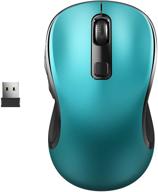 🖥️ wisfox wireless computer mouse: ergonomic and portable, 2.4g cordless optical mice for laptop pc with usb receiver - 3 adjustable dpi levels, 6 buttons - ideal for work, study, home, travel (green) logo