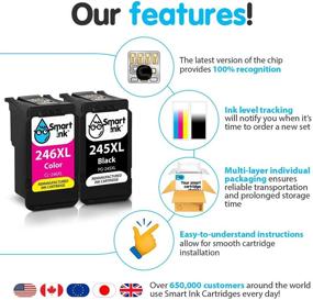 img 1 attached to 🖨️ Smart Ink Remanufactured Ink Cartridge Replacement for Canon PG-245 XL CL-246 XL PG-243 CL-244 - Compatible with Pixma MX490 MX492 MG2522 TR4520 TS3122 MG2520 MG3022 MG2922 MG2920 Printers (Black & Color)