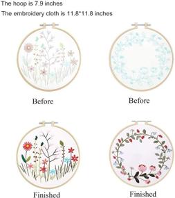 img 3 attached to 🧵 Full Range 2 Pack Stamped Embroidery Kit with Patterns, Including Patterned Cloth, Hoop, Colored Threads, Needles, and Hand Sewing Craft