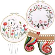 🧵 full range 2 pack stamped embroidery kit with patterns, including patterned cloth, hoop, colored threads, needles, and hand sewing craft logo