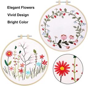 img 2 attached to 🧵 Full Range 2 Pack Stamped Embroidery Kit with Patterns, Including Patterned Cloth, Hoop, Colored Threads, Needles, and Hand Sewing Craft