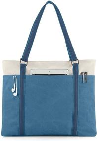 img 4 attached to Wxnow Women's Canvas Laptop Tote Bag Handbag Purse, Convertible Shoulder Bag