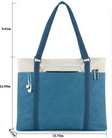 img 3 attached to Wxnow Women's Canvas Laptop Tote Bag Handbag Purse, Convertible Shoulder Bag