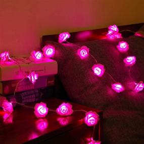 img 2 attached to 🌹 Rose Flower LED String Lights - 6.6 ft 20 LEDs Fairy Lamp for Indoor Outdoor Decorations - Battery Operated DIY Lights for Mother's Day, Valentine's, Wedding, Garden Party (Warm Pink)