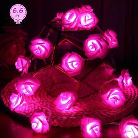 img 3 attached to 🌹 Rose Flower LED String Lights - 6.6 ft 20 LEDs Fairy Lamp for Indoor Outdoor Decorations - Battery Operated DIY Lights for Mother's Day, Valentine's, Wedding, Garden Party (Warm Pink)