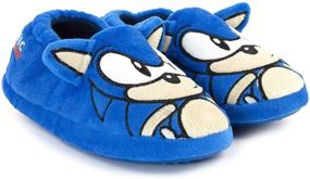 img 1 attached to Sonic the Hedgehog Embroidered Character Slippers for Boys - Shoes