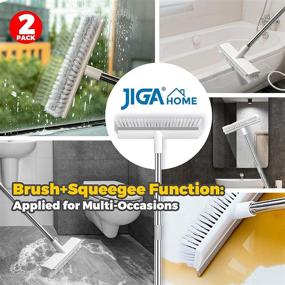 img 1 attached to 🧹 JIGA 2 Pack Long Handle Floor Scrub Brush - Stiff Bristle Scrubber for Deck, Bathroom, Tub, Tile, Grout, Kitchen, Pool, Patio, Garages - Gray