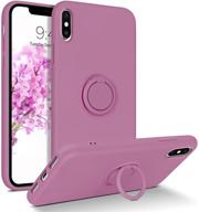 domaver for iphone x/xs case 360° ring holder kickstand (support car mount) silicone soft rubber microfiber lining cushion protective cover for iphone x/xs 5 portable audio & video logo