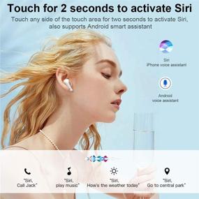 img 2 attached to 🎧 Беспроводные наушники SLuB: сенсорное управление Bluetooth 5.0+EDR, водонепроницаемые, высокое качество звука и шумоподавление, наушники (белые)