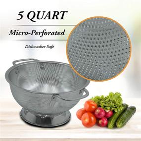 img 2 attached to 🥘 Efficient 5-Quart Stainless Steel Colander - Dishwasher Safe & Micro-Perforated: Bellemain