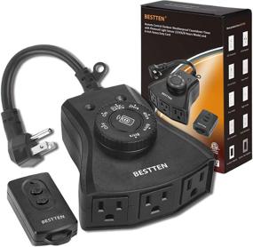 img 4 attached to ⚡️ Enhanced Outdoor Convenience: BESTTEN Remote Control Outlet with Dusk to Dawn, Photocell Countdown Timer, 3 Grounded Outlets, ETL/FCC Certified, Black