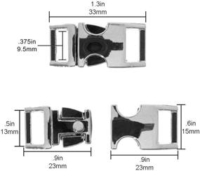 img 2 attached to 10 Pack of 3/8 Inch Silver Alloy Metal Side Release Buckles - Ideal for Paracord Bracelets & Clips, Snaps