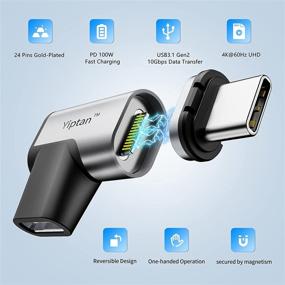 img 3 attached to 💡 Yiptan USB C Magnetic Adapter [3-Pack], Right Angle Type C Connector with 24 Pins, Supports 4K@60Hz Video, PD 100W USB C Fast Charge, 10Gbps Data Transfer, Compatible with MacBook Pro/Air, iPad Pro