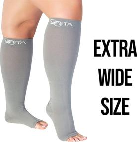 img 1 attached to 🔒 Zeta Socks Open Toe XXXL: 26 Inch Wide Calf Plus Size Compression, Gray - Ultimate Comfort and Support (1 Pair)