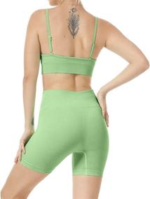 img 1 attached to JNINTH Women's Seamless Yoga Set - 2 Piece Workout Sports Bra and High Waist Shorts Legging Outfit Tracksuit