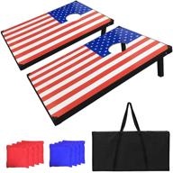 🌽 cornhole board outdoor game set: 4 x 2 ft/ 3 x 2 ft wooden corn hole sets with 2 cornhole boards, 8 cornhole toss bags and carrying case - ideal for adults, kids, and family fun at backyard, parties, camping логотип