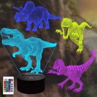 🦖 лампа lampeez 3d dinosaur lamp kits - ночная лампа с иллюзией света и пультом дистанционного управления, 4 рисунка, 16 цветовых режимов, декоративная лампа для детей - подарки с динозаврами. логотип