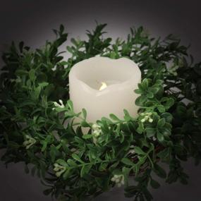 img 1 attached to 🌿 10 Inch UV Rated Round Green Boxwood Wreath with Bamboo Frame - Ideal for Indoor, Outdoor, Window, Wedding & Home Décor