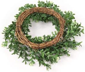 img 2 attached to 🌿 10 Inch UV Rated Round Green Boxwood Wreath with Bamboo Frame - Ideal for Indoor, Outdoor, Window, Wedding & Home Décor