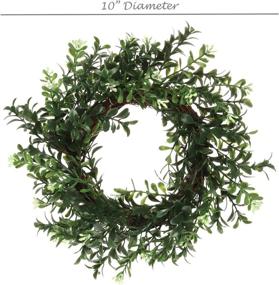 img 3 attached to 🌿 10 Inch UV Rated Round Green Boxwood Wreath with Bamboo Frame - Ideal for Indoor, Outdoor, Window, Wedding & Home Décor