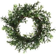 🌿 10 inch uv rated round green boxwood wreath with bamboo frame - ideal for indoor, outdoor, window, wedding & home décor логотип