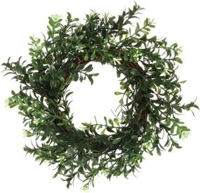 img 4 attached to 🌿 10 Inch UV Rated Round Green Boxwood Wreath with Bamboo Frame - Ideal for Indoor, Outdoor, Window, Wedding & Home Décor