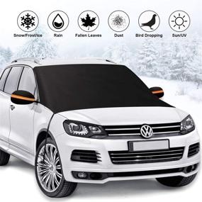 img 4 attached to 🚗 Car Windshield Snow Cover with Rear Mirror Covers - Magnetic Windshield Protector for Winter/Summer - Windproof Sun Shade for Cars, SUVs, Trucks, Vans (93"x 57")