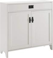 🏺 crosley furniture fremont accent cabinet: elegant distressed white storage solution logo