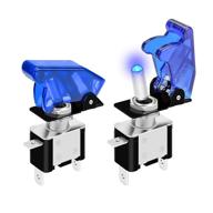 🚦 daiertek 12v blue led-lighted toggle switch safety cover guard 3-pin on-off rocker heavy duty 20 amp for racing automotive motorcycle car rv truck - pack of 2 logo