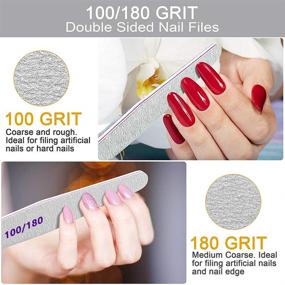 img 2 attached to Professional Nail Files for Natural and Acrylic Nails - 12pcs Fine Grit Emery Board Nail File Set - Manicure Tools for Coarse and Fine Fingernail Files (100/180 Grit)