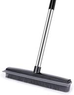 🧹 59-inch adjustable push broom: soft bristle rubber sweeper for pet hair & various surfaces - non-scratch bristles, squeegee edge, ideal for carpets, floors, tiles, windows cleaning (black) logo