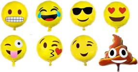 img 4 attached to 🎈 16-Pack Emoji Balloon Happy Birthday Party Set: Mylar Foil 18 Inch Helium Reusable Balloons for Congratulation Decoration, Anniversary, Festival, Graduation & More!