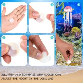 img 1 attached to 🐠 Weewooday Glowing Aquarium Decor: 6-Piece Silicone Ornaments for Fish Tanks - Including Coral, Jellyfish, and Sea Horse