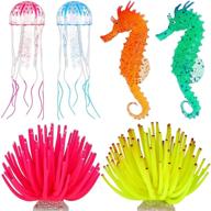 ๐ weewooday glowing aquarium decor: 6-piece silicone ornaments for fish tanks - including coral, jellyfish, and sea horse logo