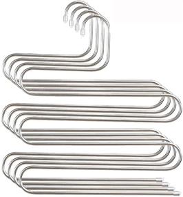 img 4 attached to 👖 Myfolrena S-Shaped Pants Hangers - Space Saving Jeans & Trousers Organizer for Closet, Stainless Steel Hangers (4-Pack)