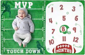 img 4 attached to 🏈 Football Sports Baby Monthly Milestone Blanket - Soft Plush Fleece Prop for Toddler Photography Background