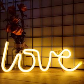 img 3 attached to Love Neon Light Светодиодные неоновые вывески для декора стен Love Light Up Sign для спальни Неоновые лампы с питанием от USB или батареи для детской комнаты Love Letter Неоновая вывеска для вечеринки Рождественские украшения Valentine'