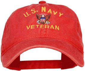 img 4 attached to e4Hats.com US Navy Veteran Military Embroidered Washed Cap - Show Your Navy Pride!